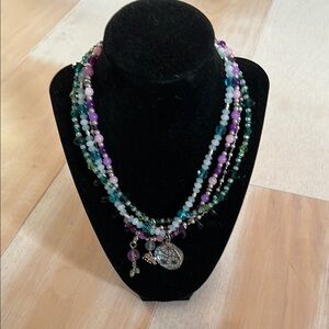Multicolor Beaded Necklace Stack with Charms
